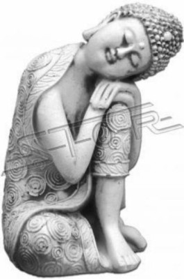 Decoratieve Boeddha sculptuur in steenlook. Groot beeld voor in de tuin.
