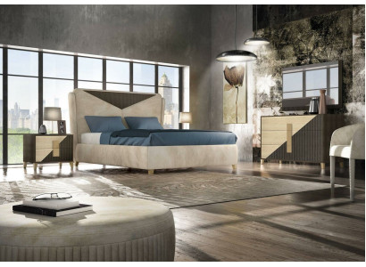 Slaapkamer 3-delige set Bed 2x bedden Nachtkastje Console Dubbel Hotel