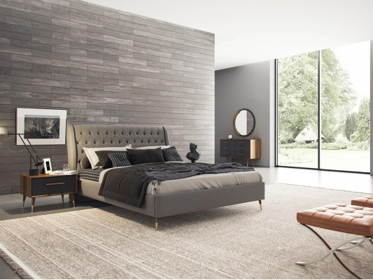 Design slaapkamer compleet 5-delig bed 2x nachtkastjes commode met spiegel