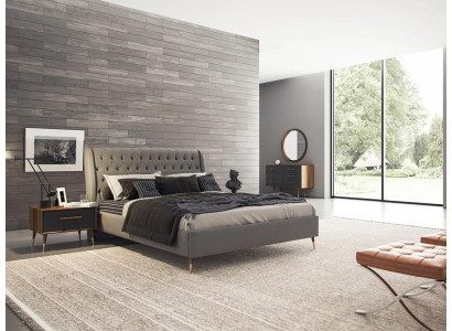 Design slaapkamer compleet 5-delig bed 2x nachtkastjes commode met spiegel