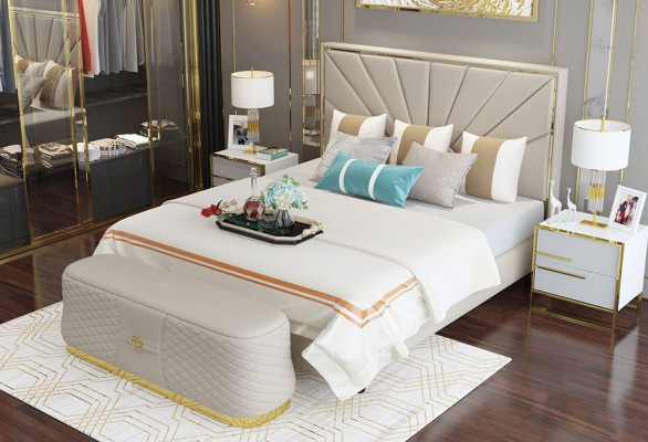 Bedden Beddengoed Dubbel Huwelijk Hotel Luxe Lederen Moderne Designer Slaapkamer