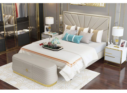 Bedden Beddengoed Dubbel Huwelijk Hotel Luxe Lederen Moderne Designer Slaapkamer
