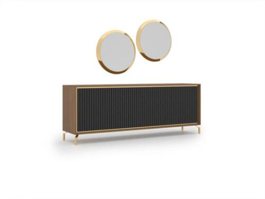 Eetkamer Moderne eetgroep dressoir met 2 spiegels Luxe houten meubels