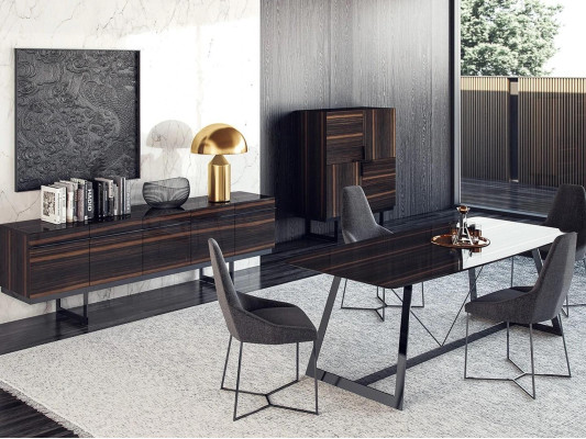 Eetkamerset 7-delig Luxe eettafel 4x stoelen Design commode Sideboard Nieuw