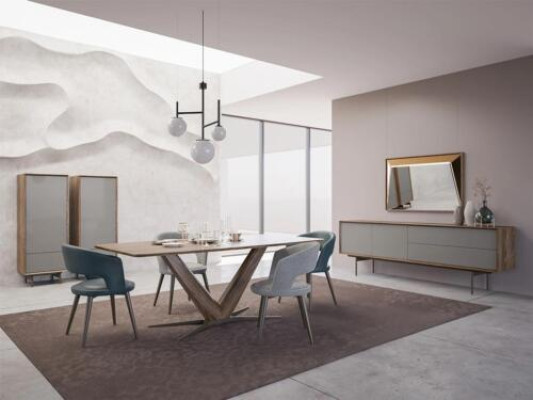 Eetkamer set 9-delig Eettafel Compleet Stoelen 4x Hout Dressoir Nieuw Houten kast