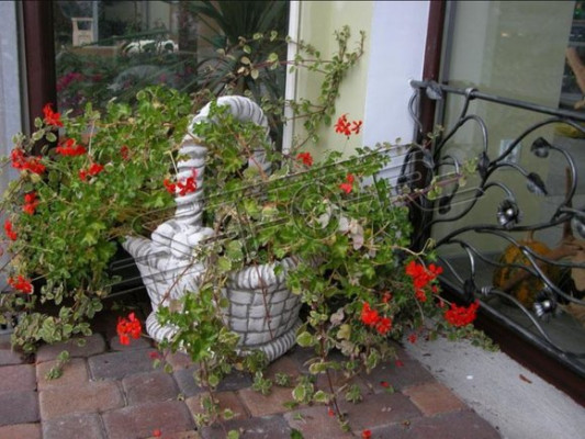 Figuur bloempot plantenbak decoratie wit Figuur bloempotten tuin