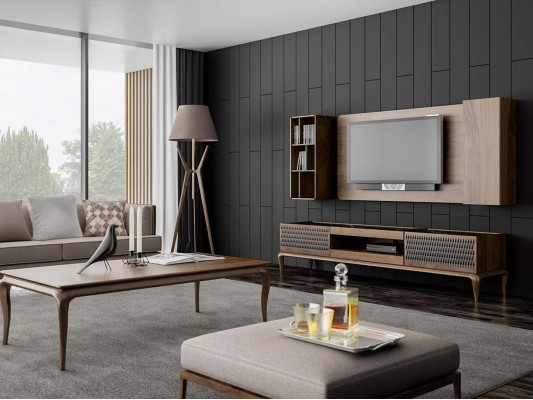 Houten meubel woonkamerset 4-delig tv-standaard boekenplanken woonkamer tv-frame nieuw