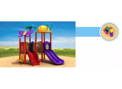 Kindergebied met glijbanen Entertainment voor kinderen Tuinspeelplaatsen