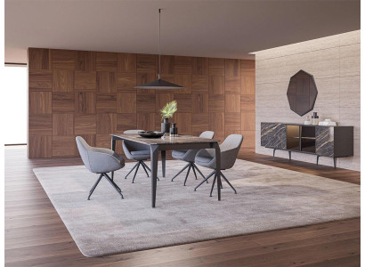 Luxe eetkamer compleet eettafel 4x stoelen inrichting dressoir met spiegel.