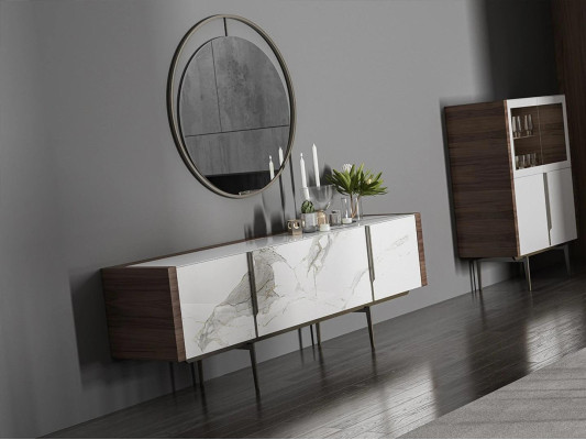 Luxe eetkamer modern dressoir met spiegeldesign inrichting nieuw