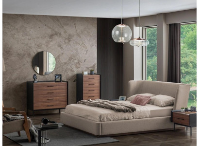 Modern slaapkamerontwerp compleet 3-delig 2x commode ronde spiegel