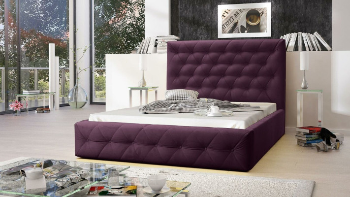 Modern houten designerbed, luxe meubels bedden, nieuw tweepersoonsbed slaapkamer.