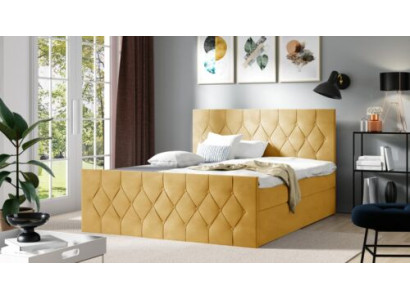 Bed met bekleding Bedden Bed Bekleding Designer Boxspring Luxe Ontwerp Geel 200x200 Nieuw