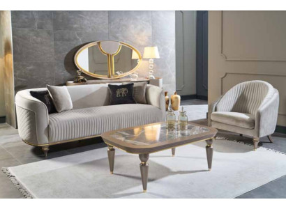 Sofaset bank bank stoffen 3 + 1 zits bank salontafel hout 3-delige set luxe meubels