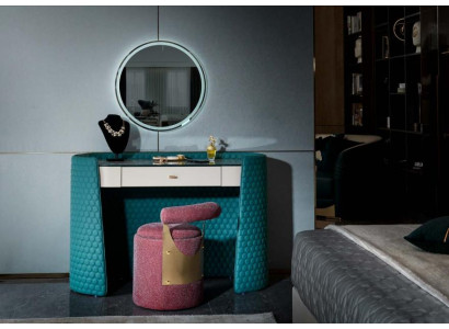 Kaptafel Turkoois Hout Leder Slaapkamer Consoletafels Design Make-up Luxe