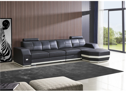 Lederen bank woonlandschap hoekbank design modern L-vormige hoekbank