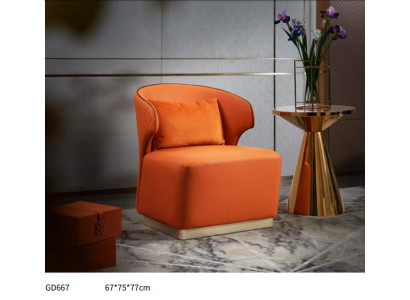 Luxe oranje stoel van textiel voor de woonkamer, nieuw creatief modern design.