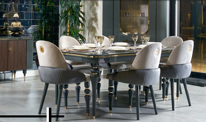 Eetkamer set Eetgroep Houten tafel Tafels Compleet 7-delig Set Eettafel 6x Stoelen