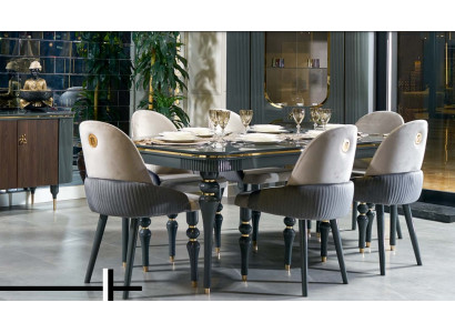 Eetkamer set Eetgroep Houten tafel Tafels Compleet 7-delig Set Eettafel 6x Stoelen