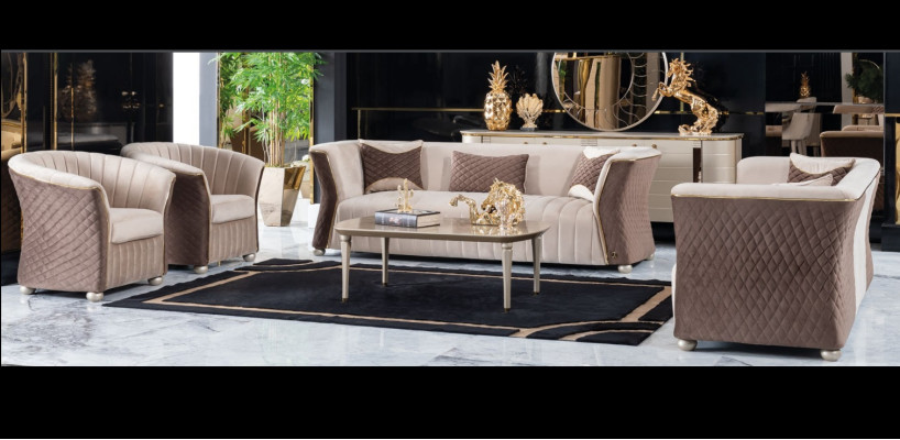 Moderne luxe elegante zitbank 3+3+1+1 zitter designbank gestoffeerde banken banken
