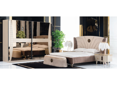Luxe set slaapkamer bed nachtkastje commode kruk set ensemble nieuw 5-delig.