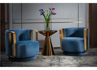 Fauteuil Blauw Luxe Stof Textiel Woonkamer Nieuw Creatief Modern Ontwerp