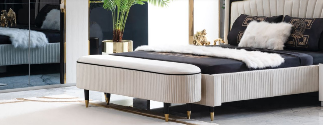 Voetenbank Bekleding Zitdesign Textiel Relax Luxe Voetenbank Bank Stof