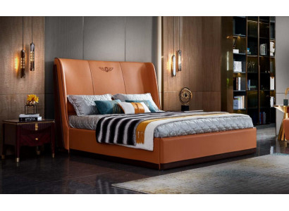 Bed 2 x nightstand bedroom Orange Creative Modern Furniture Wood Luxury Beds