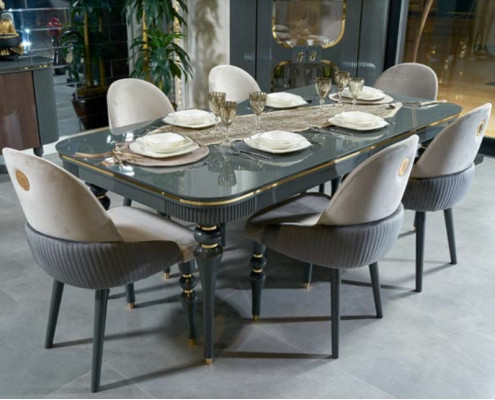 Eetkamer set Eetgroep Houten tafel Tafels Compleet 7-delig Set Eettafel 6x Stoelen