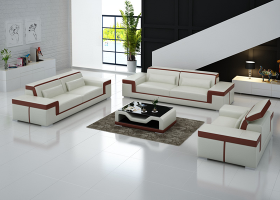 Luxe bankstel woonkamer 3+2 set stel leer gestoffeerde bankstellen