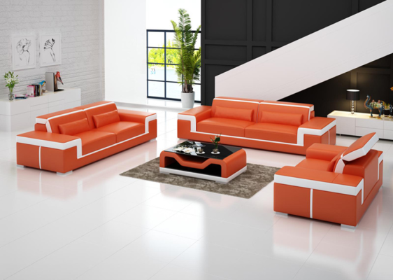 Luxe bankstel woonkamer 3+2 set stel leer gestoffeerde bankstellen