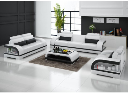Luxe bankstel leren gestoffeerde banken bank woonkamer 3+2 set