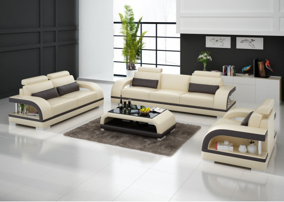 Luxe bankstel leren gestoffeerde banken bank woonkamer 3+2 set