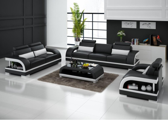 Luxe bankstel leren gestoffeerde banken bank woonkamer 3+2 set