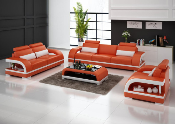 Luxe bankstel leren gestoffeerde banken bank woonkamer 3+2 set