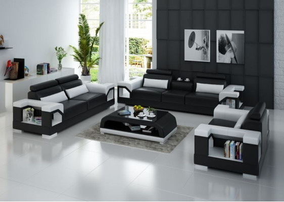 Leder gestoffeerde bankstellen luxe bankstel woonkamer 3+2 set