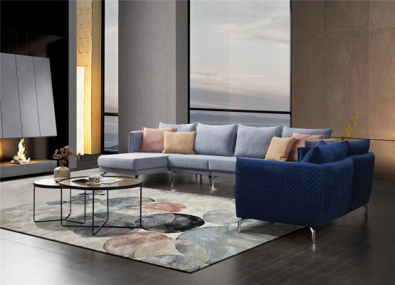 Moderne bank hoekbank L-vorm gestoffeerde zithoek bankstel textiel