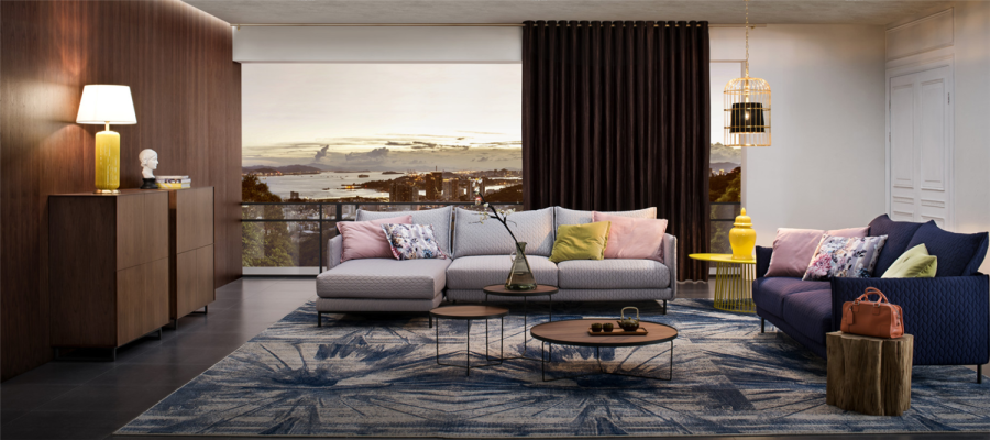 Moderne bank hoekbank L-vorm gestoffeerde zithoek bankstel textiel