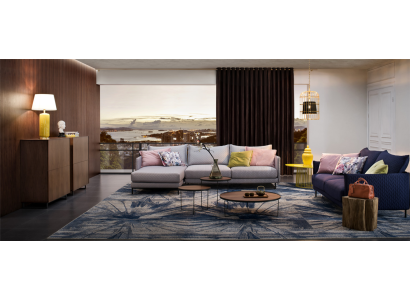 Moderne bank hoekbank L-vorm gestoffeerde zithoek bankstel textiel