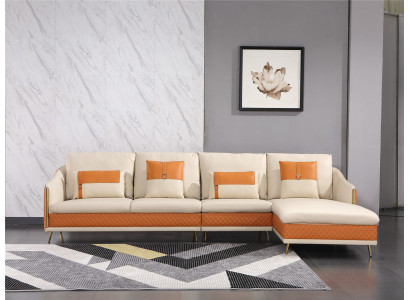 Bank hoekbank lederen woonlandschap set decoratie design moderne bank L-vorm