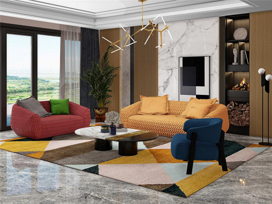 Bankstel Bankstel 3+2+1 Zitter Set Design Beklede Banken Bank Modern