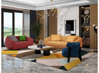 Bankstel Bankstel 3+2+1 Zitter Set Design Beklede Banken Bank Modern