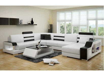 Sofa L-vorm leren bank bankstel design hoekbank