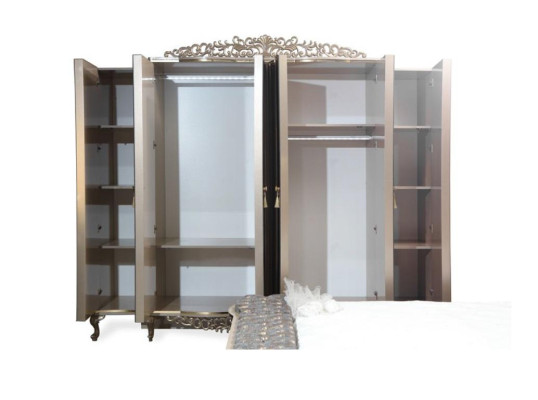 Luxe slaapkamerset met dubbel bed, klassiek beige set van 5 stuks. Nieuw.