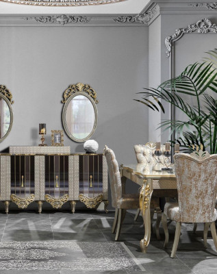 Eethoek Luxe eetset Eetkamer Eettafel Stoelen Beige Set Hout 5-delig