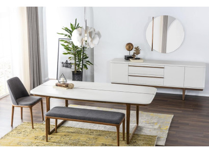 Eethoek Eetgroep Eetkamer Eettafel Stoelen Dressoir 10-delig Hout Wit