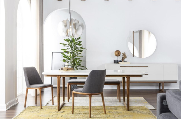 Eethoek Eetgroep Eetkamer Eettafel Stoelen Dressoir 10-delig Hout Wit