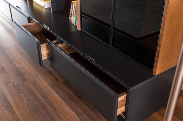 Wandmeubel tv meubel wandkasten woonkamer vitrine Modern Hout Bruin