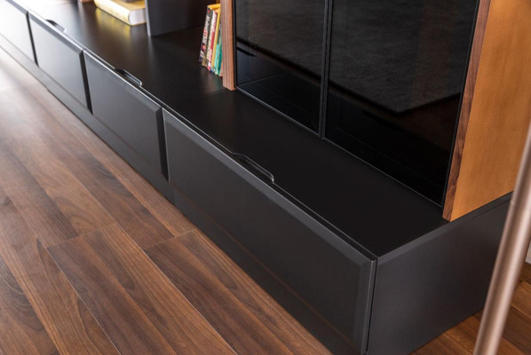 Wandmeubel tv meubel wandkasten woonkamer vitrine Modern Hout Bruin