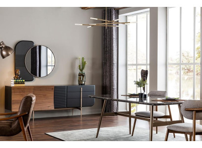 Eettafel Eetkamerset Eetkamerstoelen Eethoek Set 5-delig Marmer Zwart